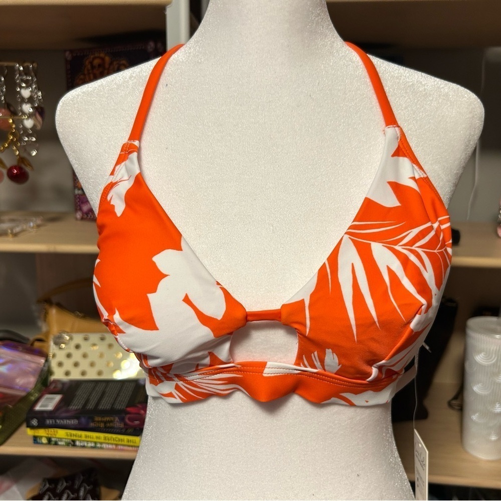 Cupshe ( only top) Tropical Orange and White Bikini Top